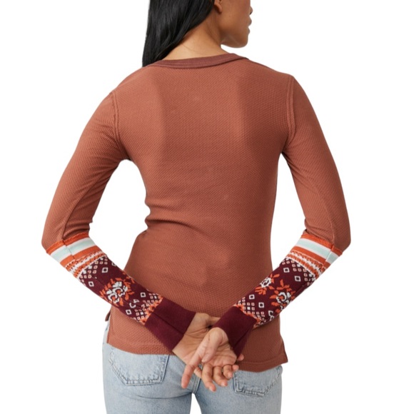 Free People Womens Size S Mikah Layering Cuff Autumn Combo Top NWT - Picture 3 of 8